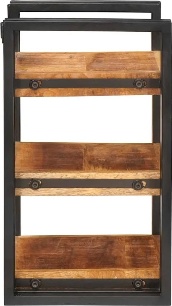 Table de nuit bois de manguier massif et métal structure robuste 58 cm
