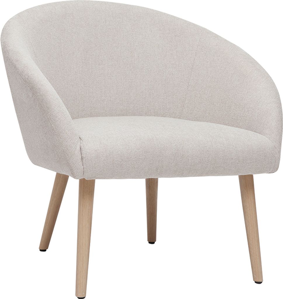 Miliboo - Sessel im beigen Samtdesign mit hellen Holzfüßen Produktbild 