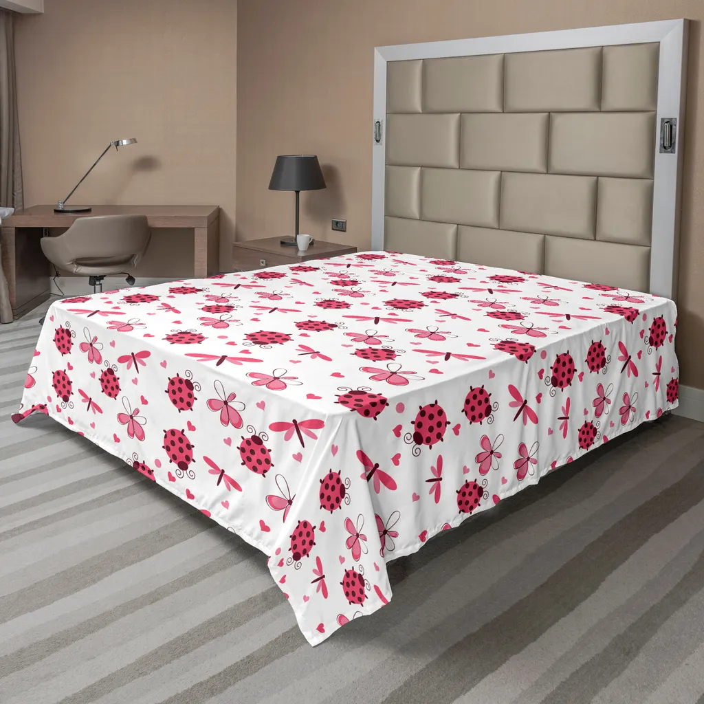 Drap housse doux motif coccinelles et fleurs 275x260 cm confort premium
