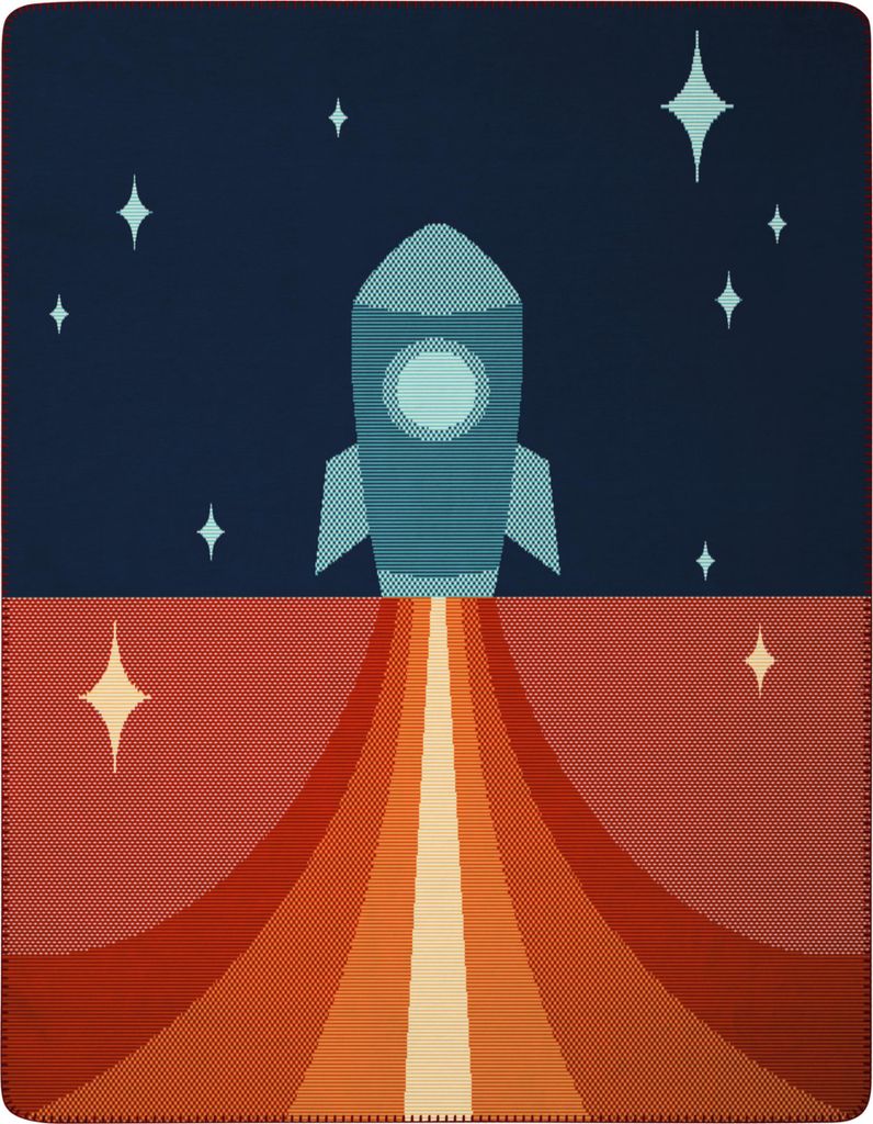 Biederlack Plaid mit Zierstich Lovely & Sweet Little Rocket Größe 75 x 100