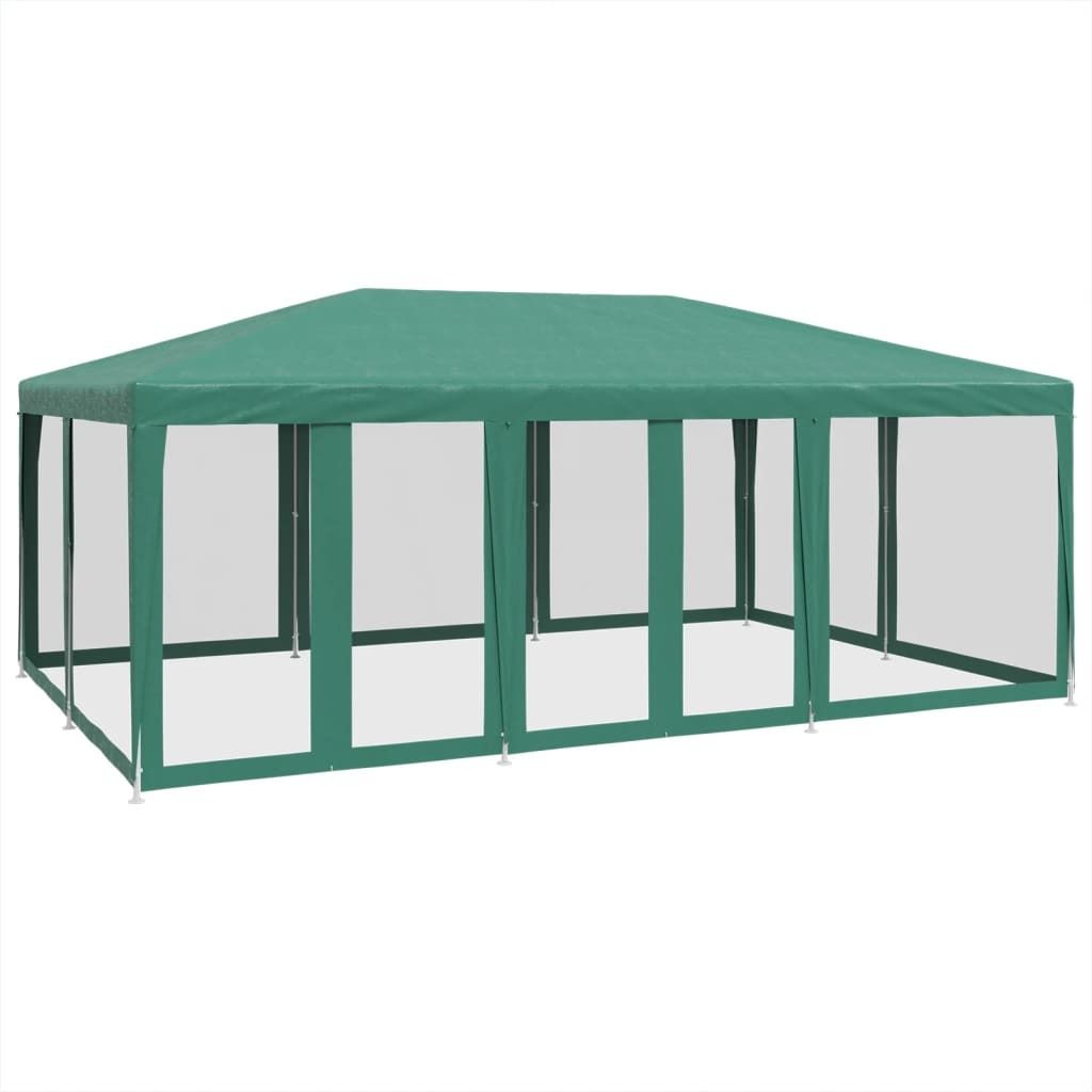 vidaXL Partyzelt mit 10 Mesh-Seitenteilen Grün 6x4 m HDPE