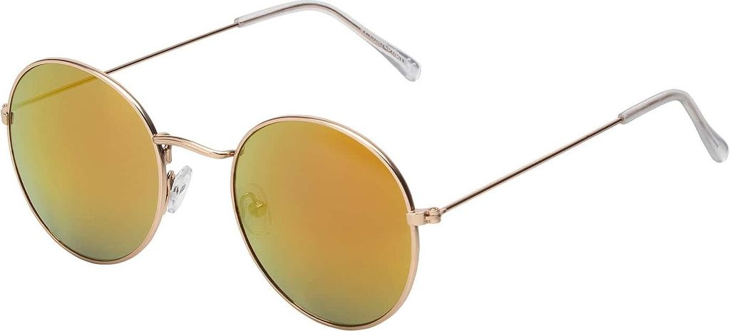 Damen Herren Sonnenbrille Rund Form Verspiegelt 80er Modern Urlaub Strand 30568 Rot-Gelb