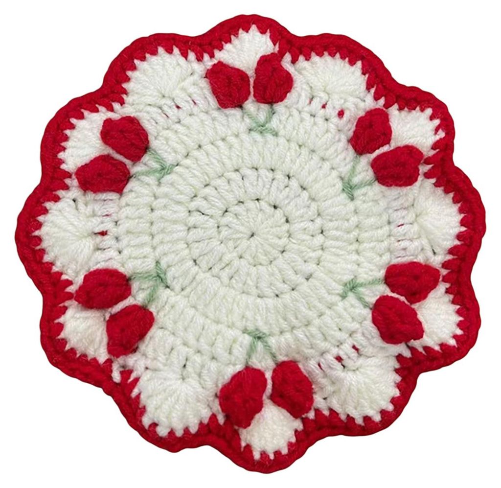 Handgefertigter gehäkelter Blumenuntersetzer, hitzebeständig, für Tassen und Gläser, weich, rutschfest, saugfähig, Tischschutzmatte, hübsche ...
