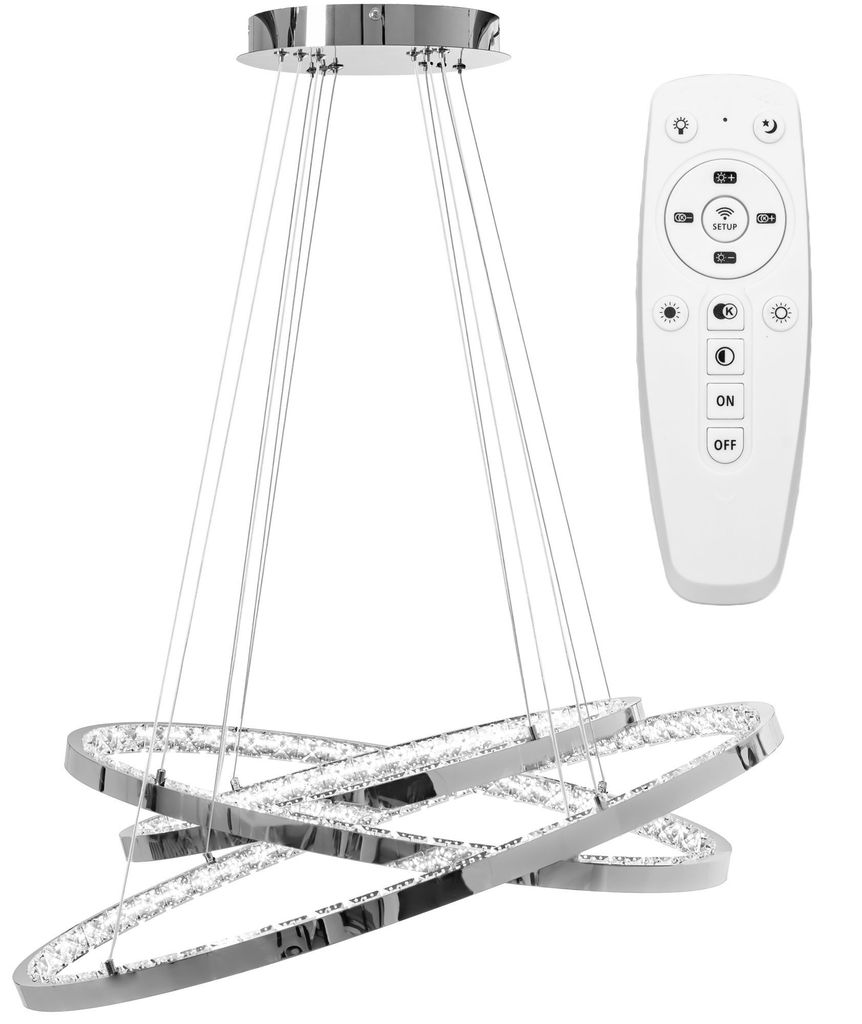 tooLight Pendellampe App772-3Cp Kristall Led + Fernbedienung 3-Lichtquelle 77X77X50-100Cm Einstellbar