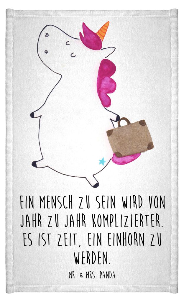 Mr. & Mrs. Panda Handtuch Einhorn Koffer - Weiß - Geschenk, Frotteetuch, Abenteuer, Unicorn, Einhörner, Design, Reise, Gästetuch, badezimmer, Klein