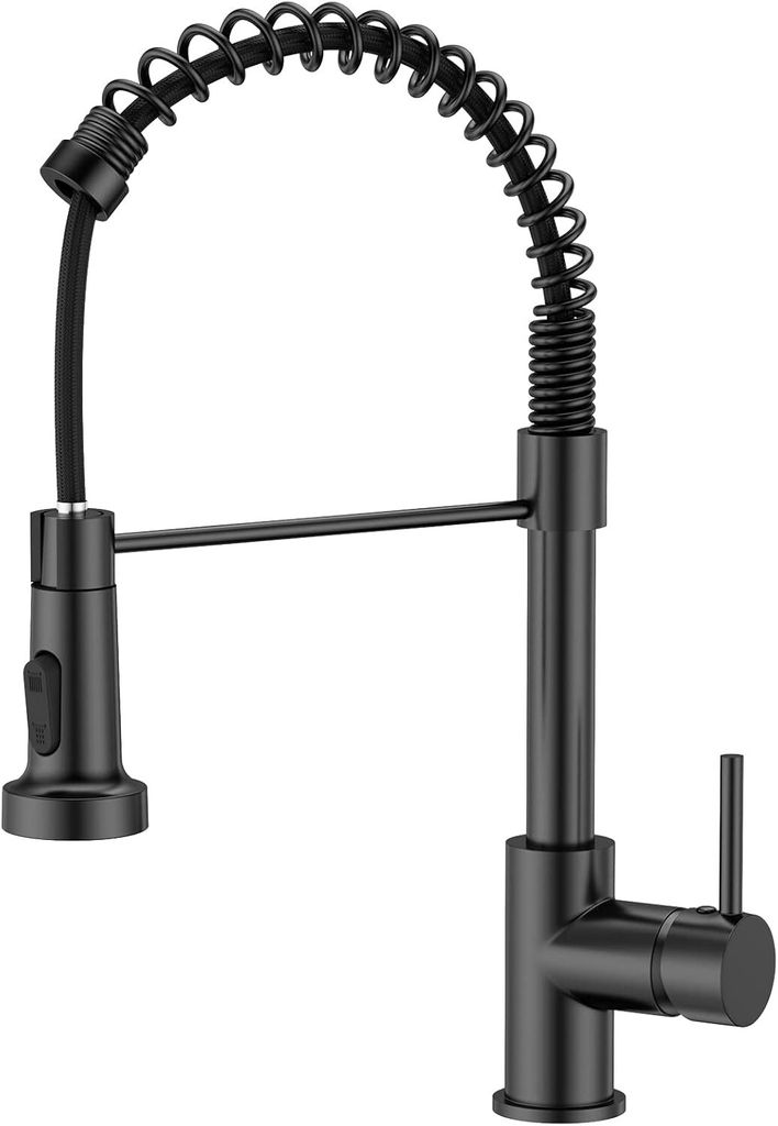 Wasserhahn Küche, Küchenarmatur, Spültischarmatur mit Brause Ausziehbar, 360°Drehbar 2 Sprühfunktionen, Spiralfeder Spültischarmatur Edelstahl