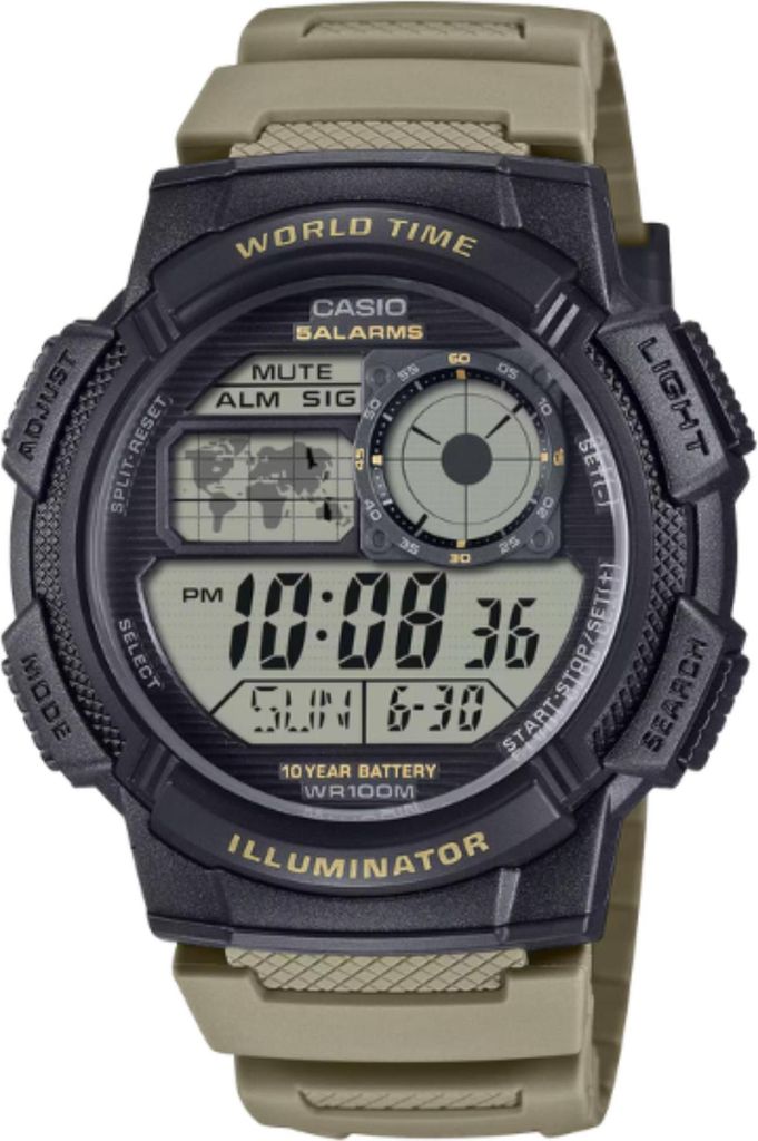 CASIO Uhr Timeless khaki-schwarz AE-1000W-5AVEF