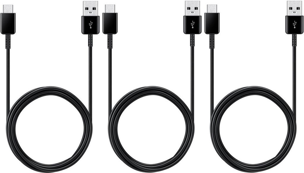 3x Schnell-Ladekabel USB-C 1.2m schwarz für Samsung Galaxy S24 S23 S22 S21 S20 Ultra + Plus FE 5G USB A zu USB Typ C