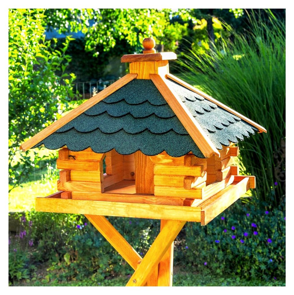 Vogelhaus mit Ständer und Solarbeleuchtung, verschiedene Dachfarben