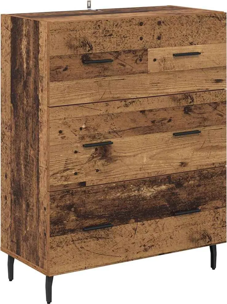 Credenza in legno di recupero 69,5 x 34 x 90 cm in legno composito e ferro