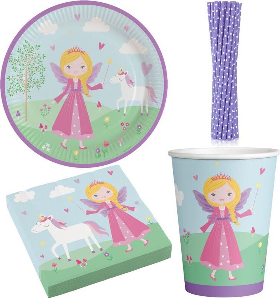 Partyset Prinzessin Geburtstagsdeko Kindergeburtstag Teller Becher Servietten