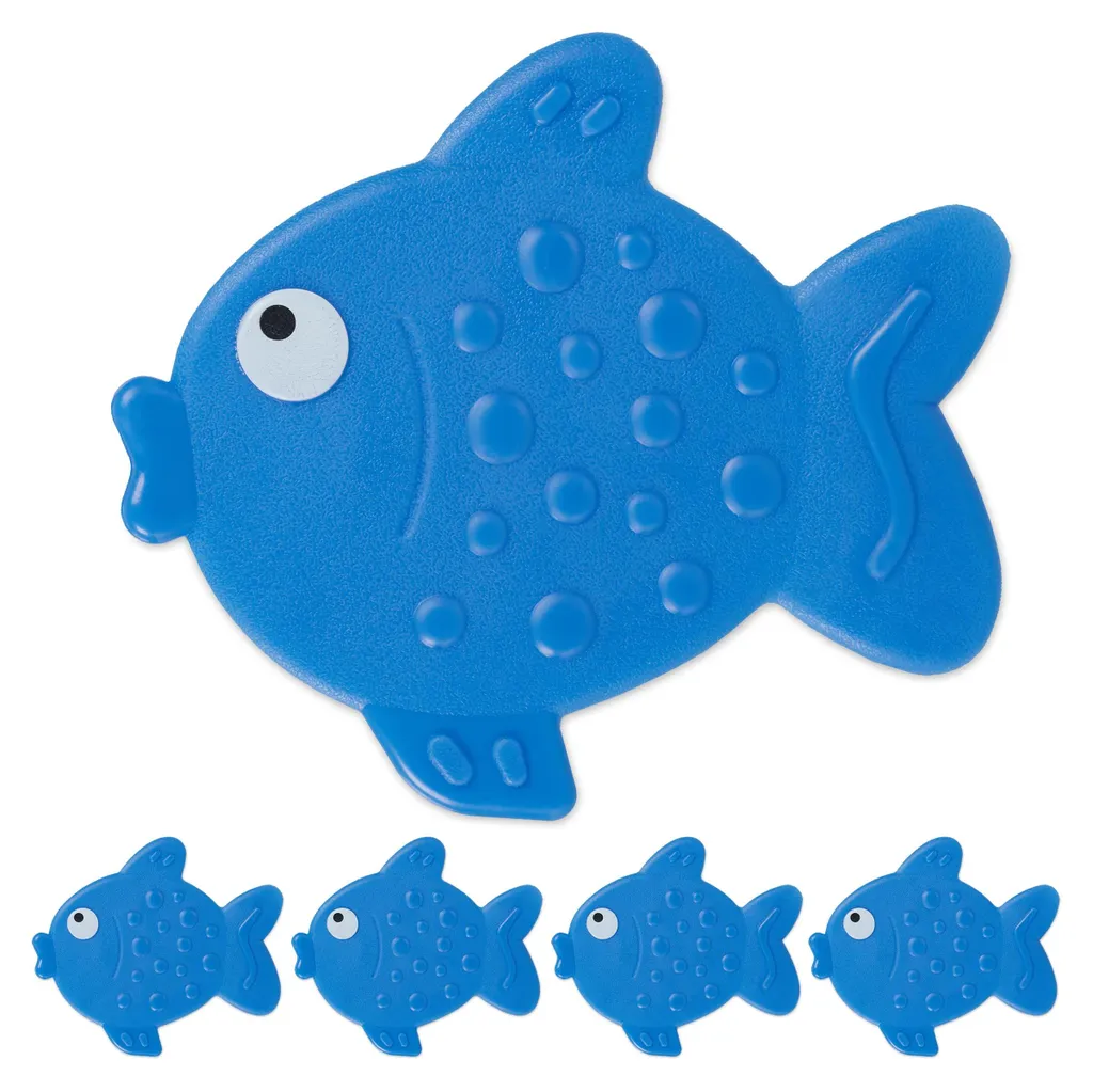 Sécuriser le bain des enfants avec 5 antidérapants poisson bleu ventouses