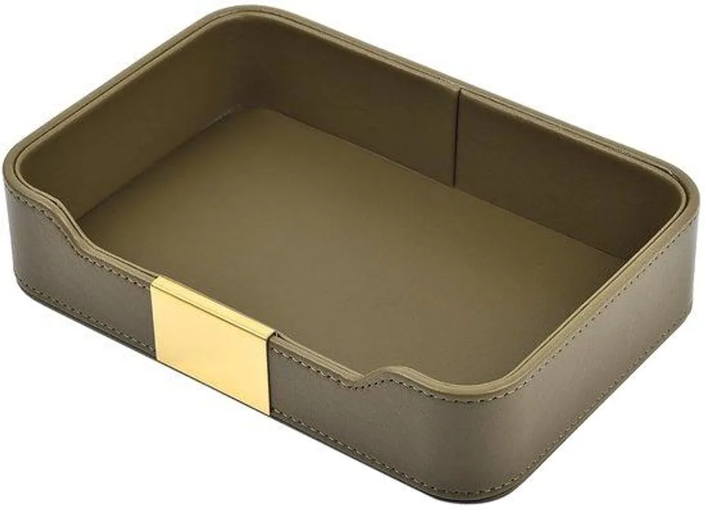 Support de nuit pour téléphone et clés - Étagère cuir olive élégante