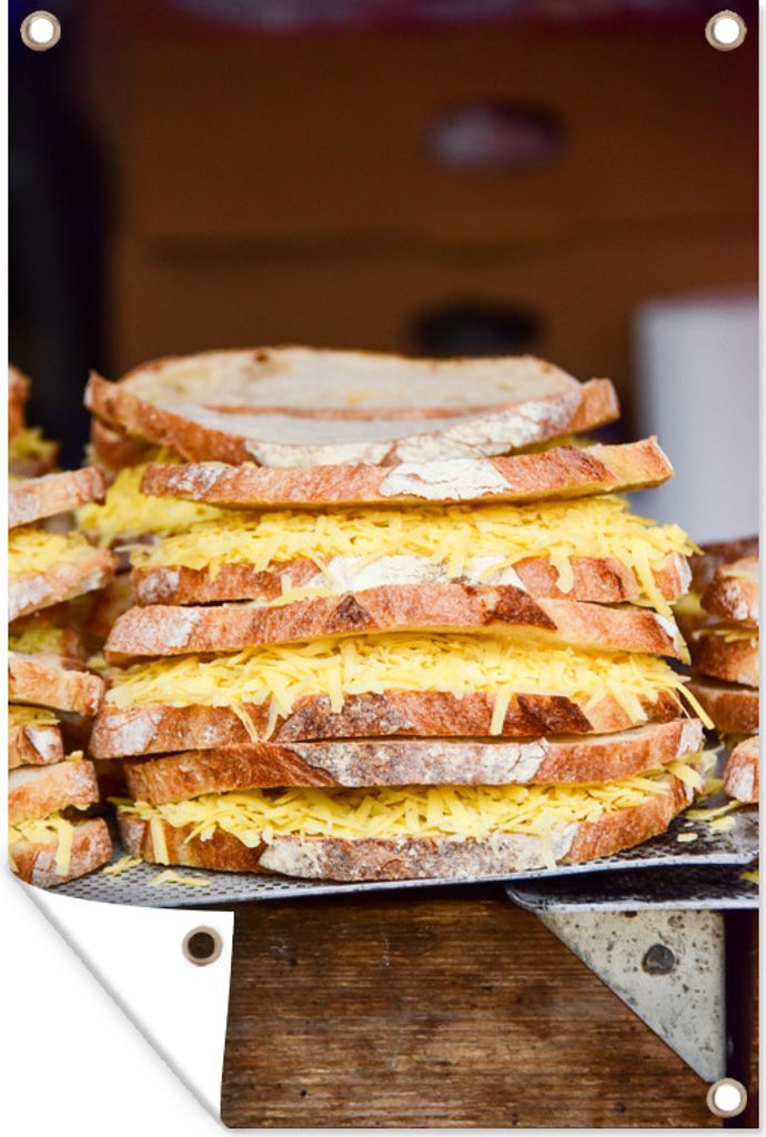 MuchoWow 80x120 cm Outdoor-Poster Gartendeko Sichtschutz Garten Poster für den Garten Stapel von Sandwiches auf einem Markt