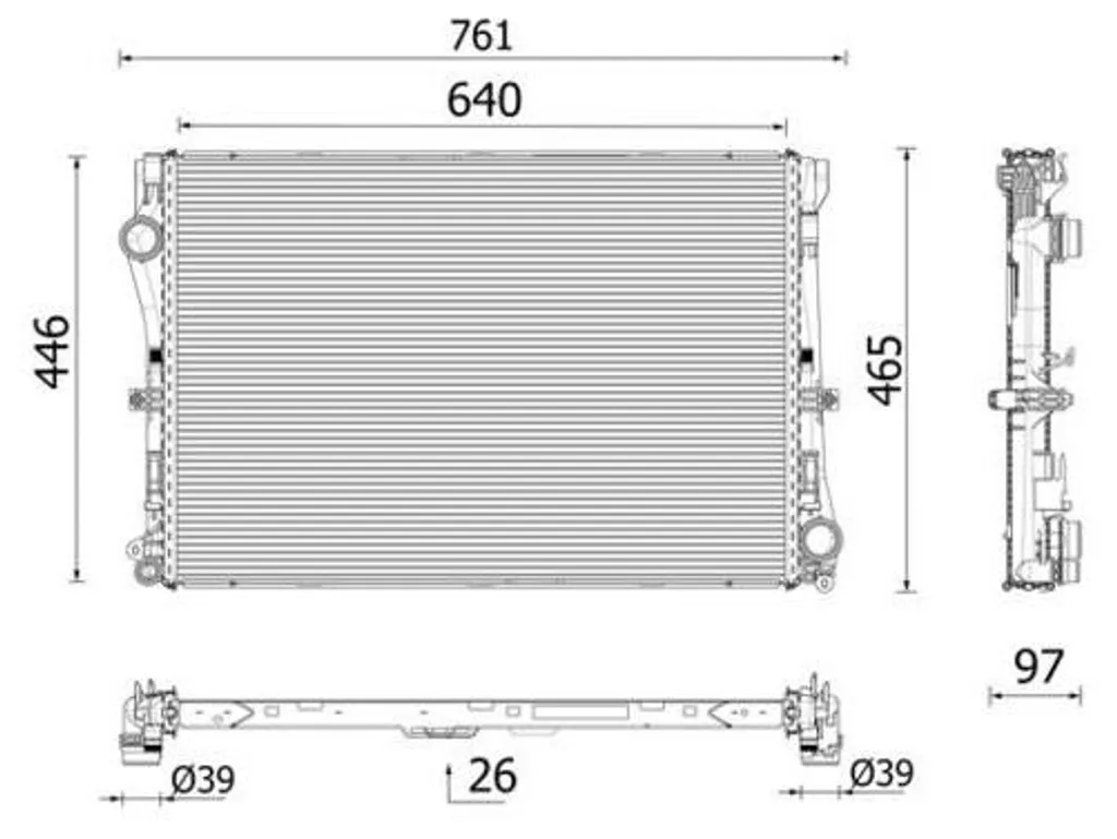 Radiateur à eau MAHLE CR 2640 001P pour Mercedes-Benz Classe C W205