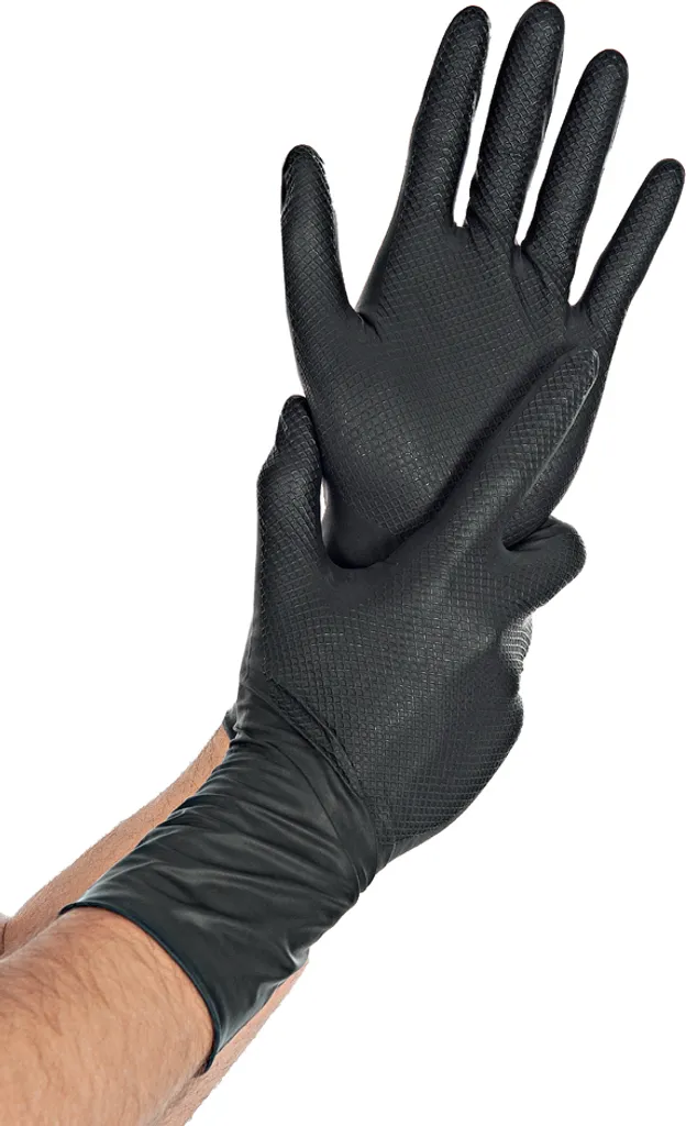 Hygostar 270918 Guanti Nitrile Power Grip Long L Neri - Presa Imbattibile
