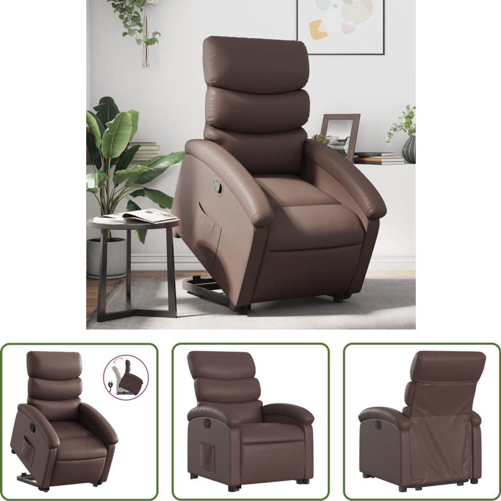 The Living Store Relaxsessel mit Aufstehhilfe Braun Kunstleder