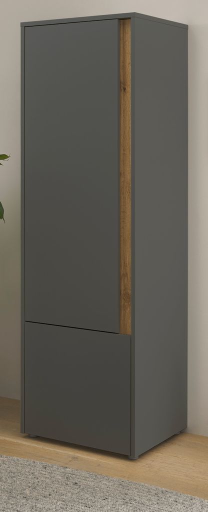 Aktenschrank Center matt grau und Wotan Eiche, Büro Schrank 4 OH 50 x 158 cm