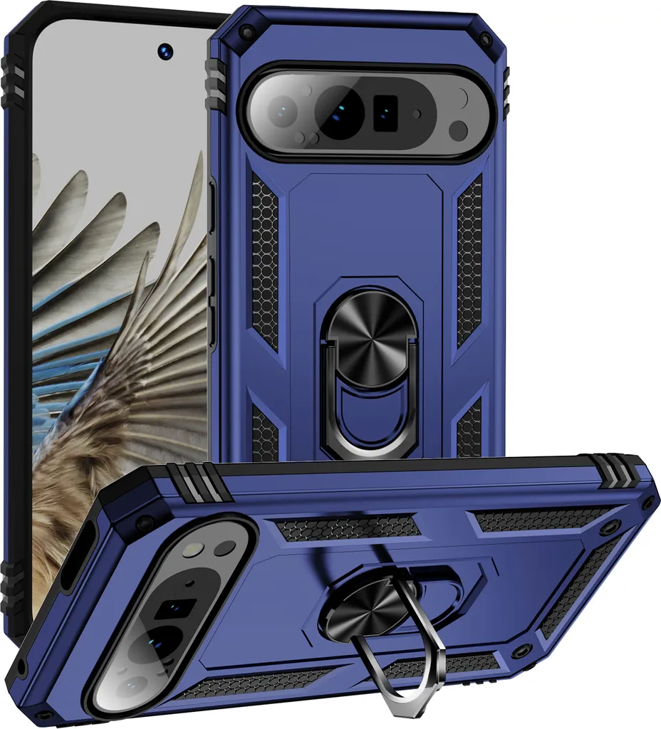 Cover Rugged Pixel 9 Pro Blu - Protezione Anti-Caduta con Kickstand