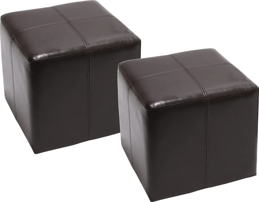Gagnez de la Place avec ce Lot de 2 Poufs Onex Marron Cuir de 36 cm