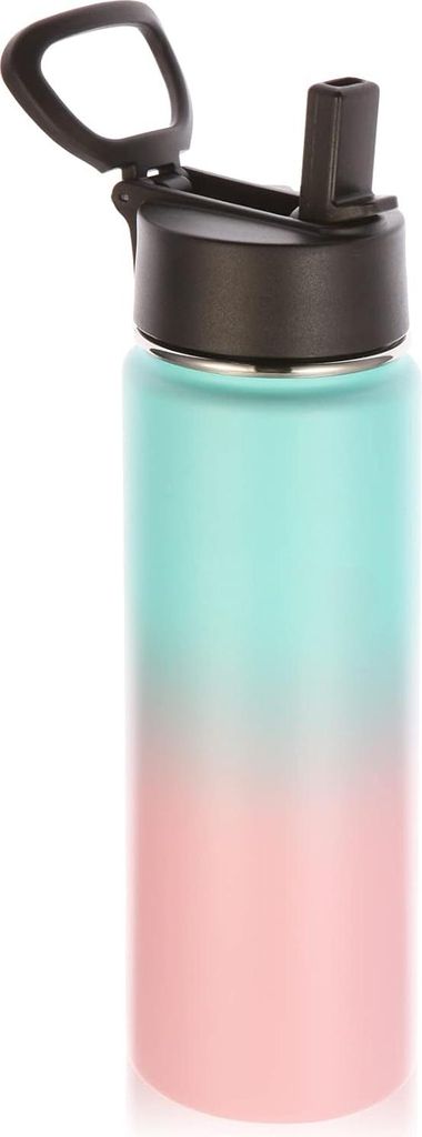 Isolierte Edelstahl-Wasserflasche 660ml mit Rietdeckel und Handgriff - Doppelwandige Sportflasche für Schule und Outdoor