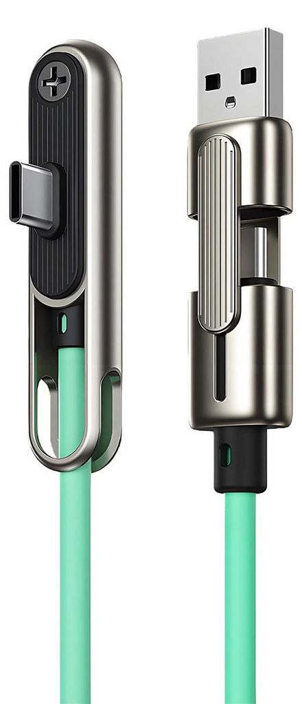 2-in-1 unsichtbares Halterungs-Ladekabel mit Ständer – USB-A/USB-C zu Typ-C Dual-Head-Design, 240 W seitliches Ladegerät für Mobiltelefone –...