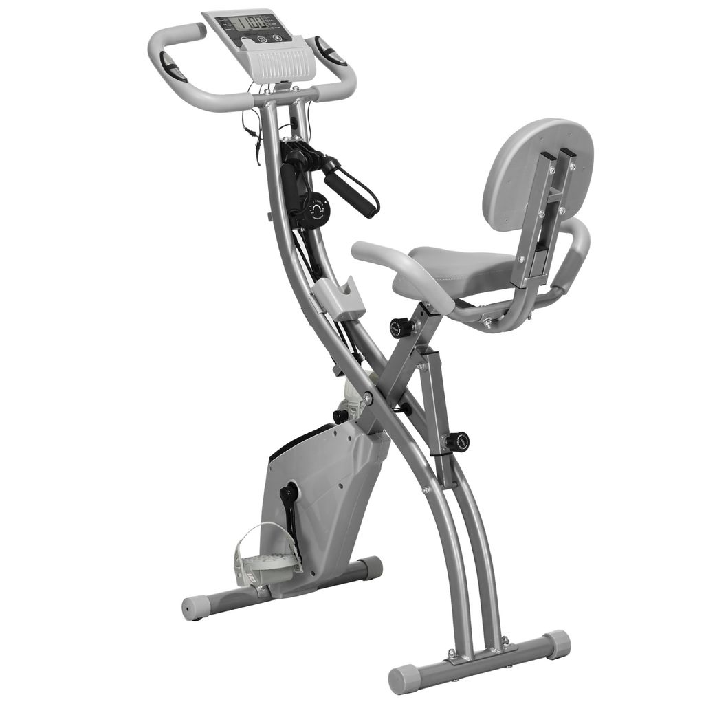 Heimtrainer X-Bike 2-in-1 Fahrradtrainer klappbar mit LCD-Display 8-stufigem Magnetwiderstand Spannseil aus Stahl Grau 97x51x115 cm
