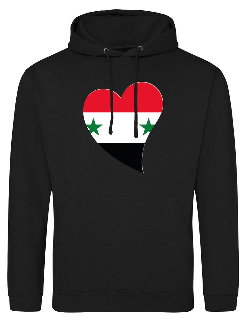 Huuraa Uni Hoodie Syrien Flagge Herz S Deep Black Vegan Sweatshirt Geschenkidee