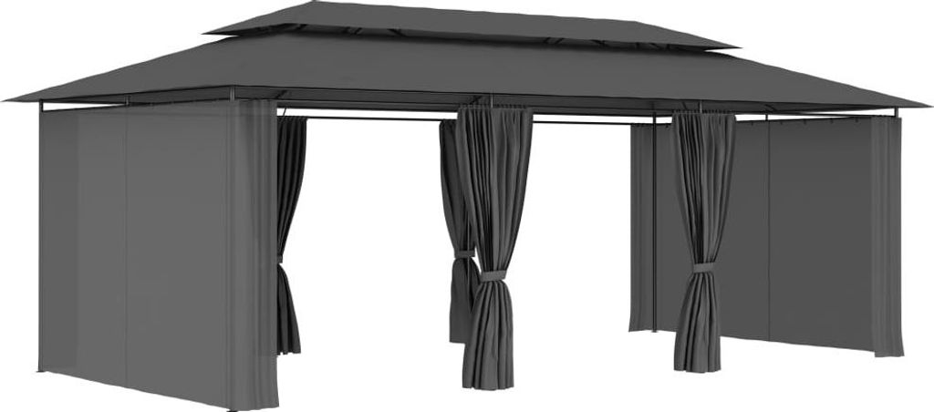 vidaXL Pavillon mit Vorhängen 600x298x270 cm Anthrazit