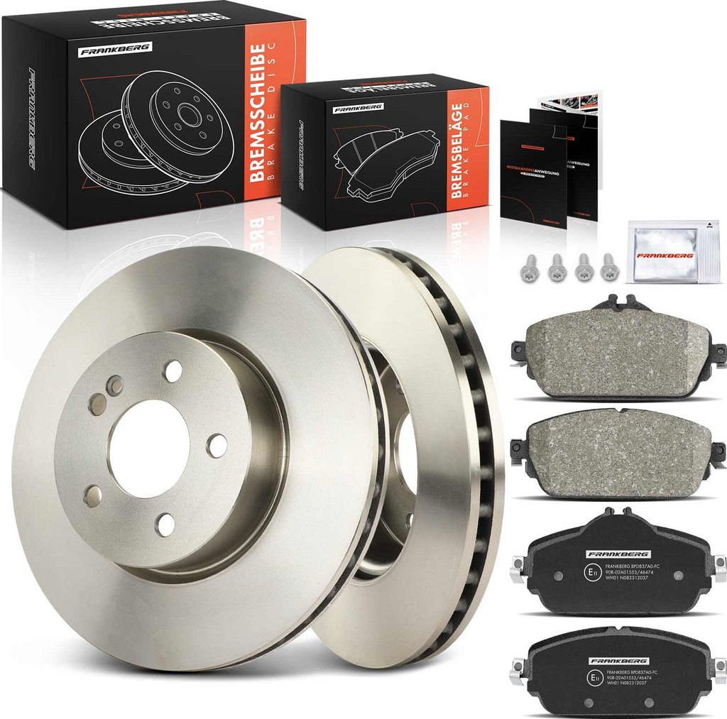 Frankberg 2x Bremsscheiben 4x Bremsbeläge Vorderachse für Mercedes-Benz C-Klasse W205 A205 C205 S205