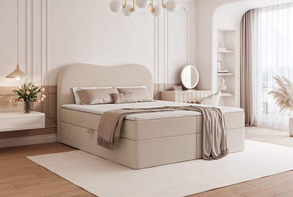 YOURHOUSE24 Boxspringbett NUAGE mit Stauraum Bonell+Topper (Farbe: quelle 05, Größe: 200x200 cm)