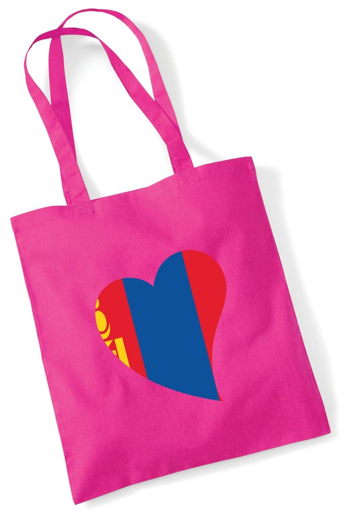 Huuraa Jutebeutel Mangolie Flagge Herz 10 Liter Fuchsia Baumwolle Tasche Geschenkidee