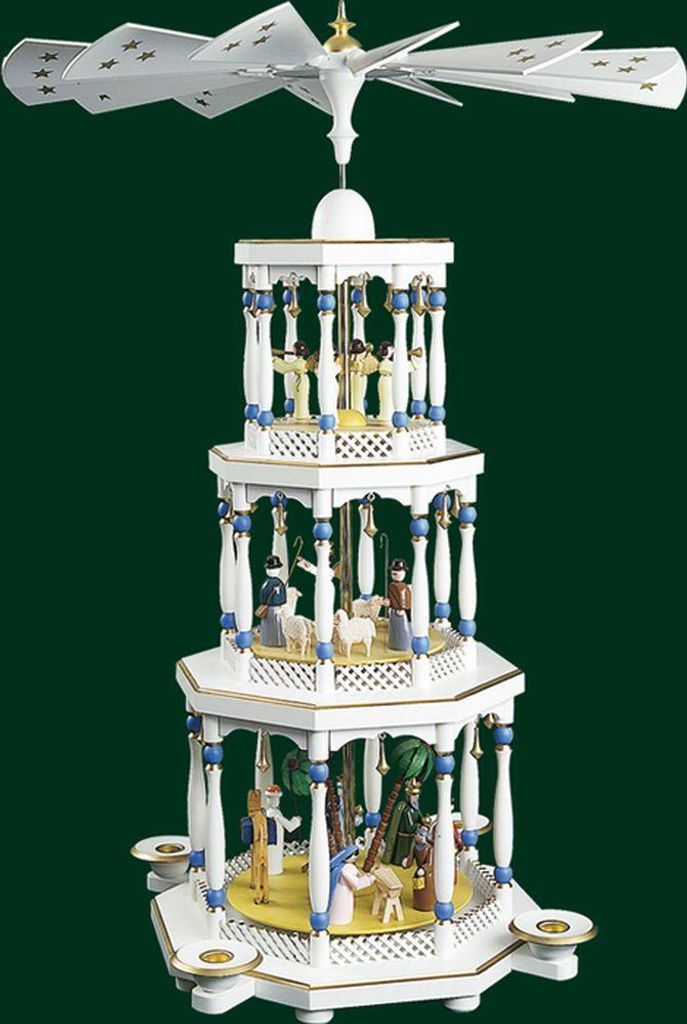 3-stöckige Pyramide Christi Geburt, weiß (76cm) von Richard Glässer