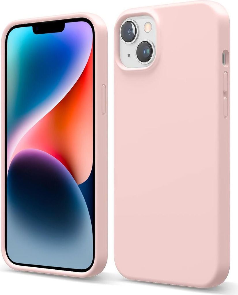Conie TPU Schutzhülle für iPhone 14 Plus Tasche Case Cover Bumper Silikon Mikrofaser Inlay Hülle in Rosa matt