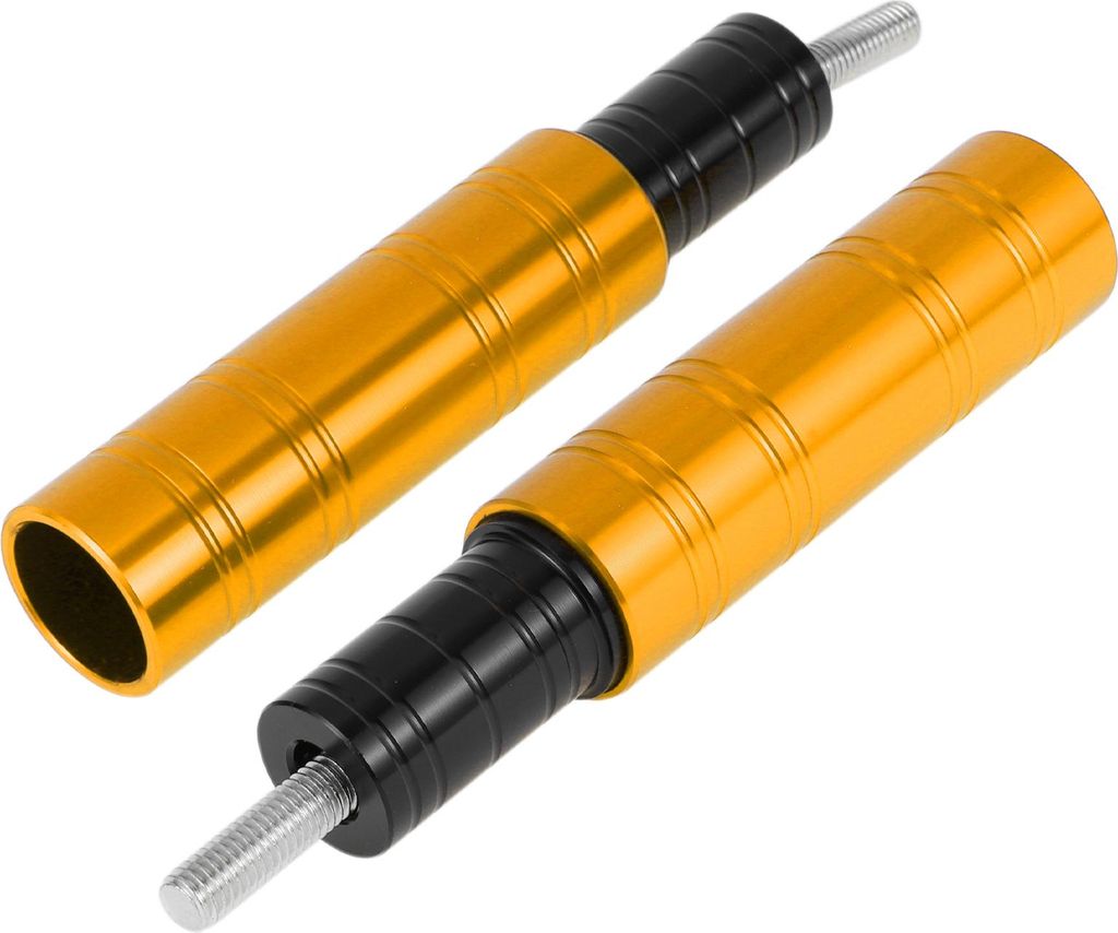 10.5mm Motorrad Slider Rahmen Aluminium Legierung Rad Verkleidung Schutz Crash Pad Schutzbügel 28mm 134mm Bolzen Goldton 2 Set