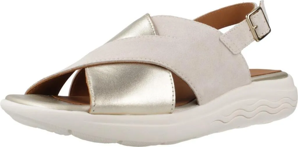 Sandales de Marche Femme Geox Spherica Ec5 - Nu-pieds Beige Souples