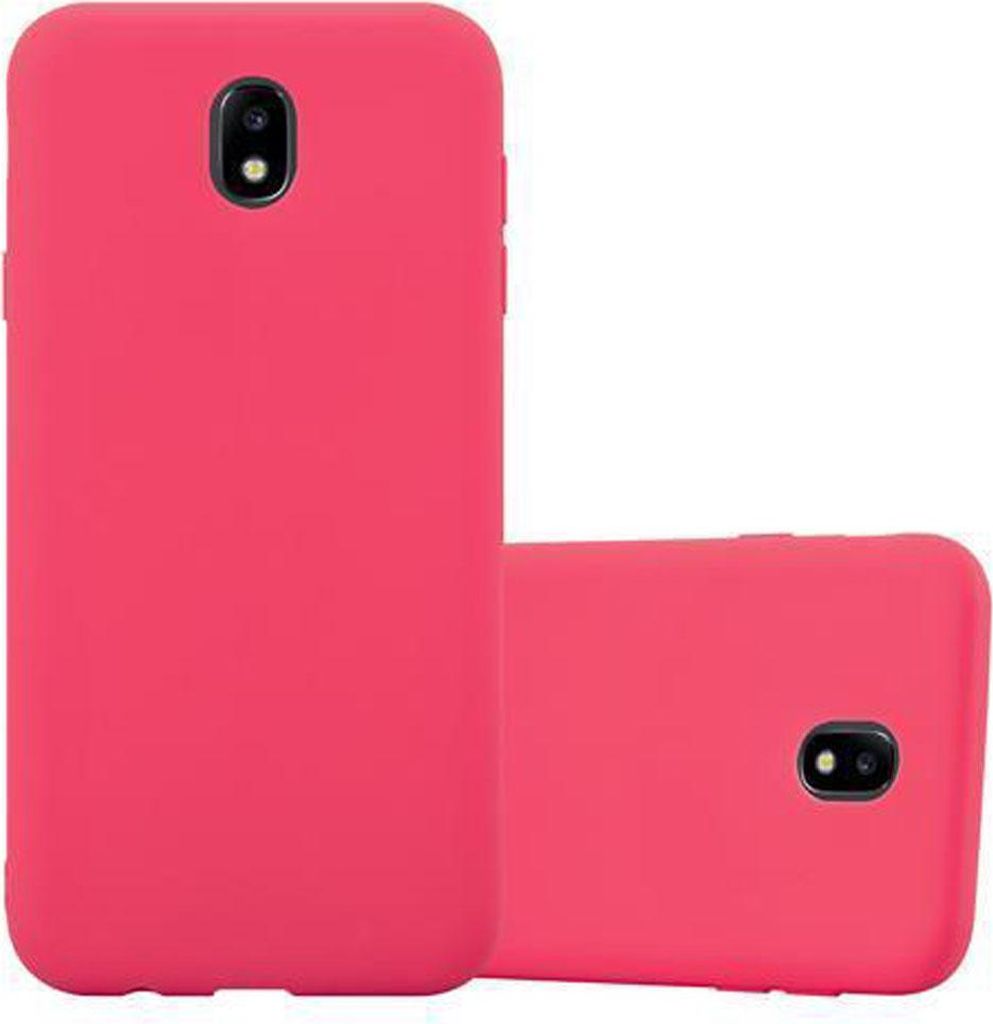 Cadorabo Hülle für Samsung Galaxy J7 2017 Schutzhülle in Rot Handyhülle TPU Silikon Etui Case Cover