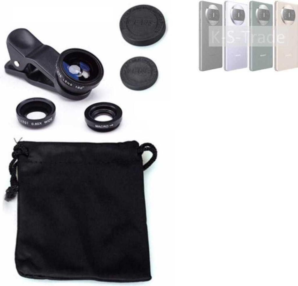 K-S-Trade Smartphone Kamera Linsen Set Kompatibel mit Huawei Mate X3 3in1 Clip-On Kamera Adapter Macro Weitwinkel FishEye Fischauge Objektiv Linse