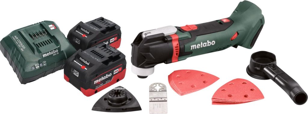 Metabo MT 18 LTX Akku Multitool 18 V OIS / Starlock + 2x LiHD Akku 5,5 Ah + Ladegerät