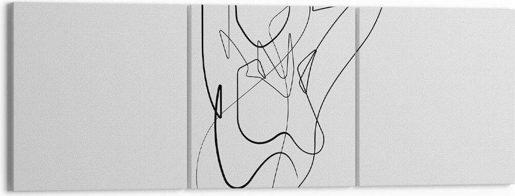 Bild auf Leinwand - Leinwandbild - 3 Teile - Frau Bleistift Linie - 150x50cm - Wand Bild - Wanddeko - Wandbilder - Leinwanddruck - Bilder - Wanddek...