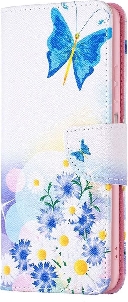 König Design Hülle kompatibel mit Samsung Galaxy A23 Kunstleder Handyhülle - Handy Case Blume Schmetterling
