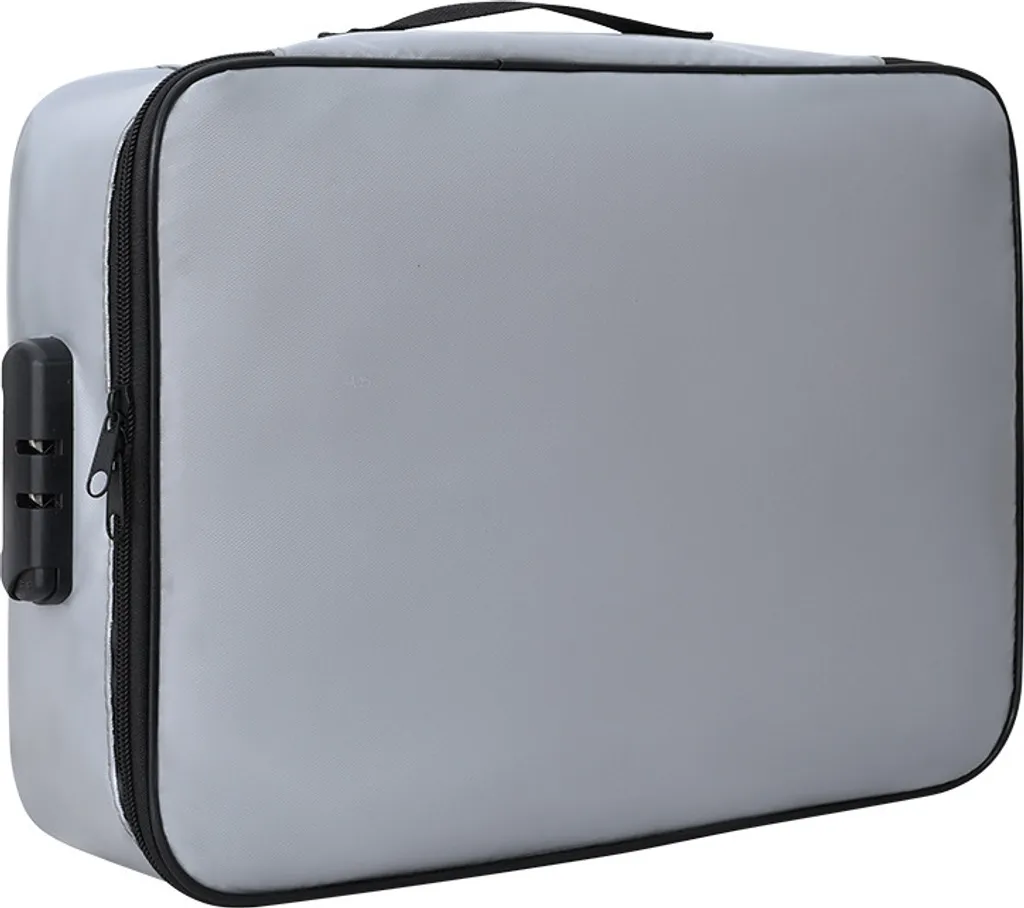 Sacoche de rangement ignifuge pour documents A4 avec serrure coloris Gris