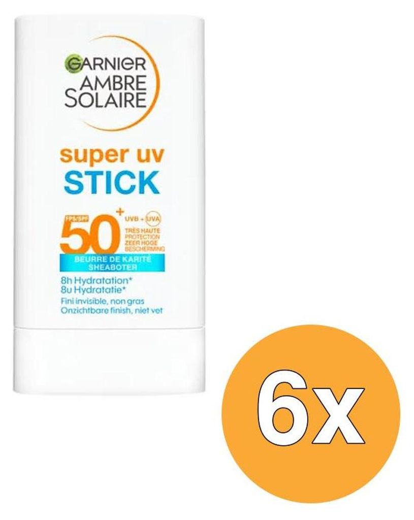 6x Garnier Ambre Solaire Sensitive Expert Feuchtigkeitsspendende Gesichtspflege-Sticks LSF 50+ (6 x 18 g)