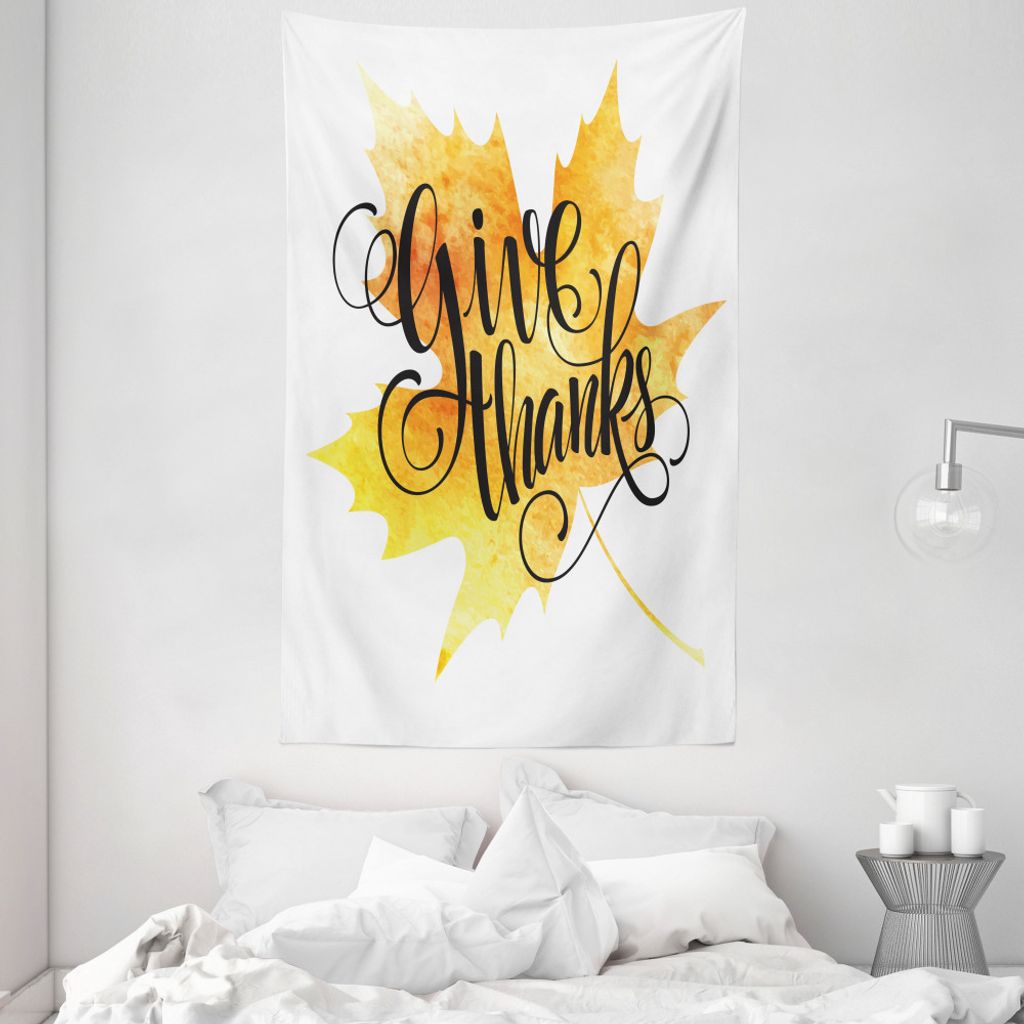 ABAKUHAUS Zitat Wandteppich und Tagesdecke, Herbst-Blatt mit Phrase aus Weiches Mikrofaser Stoff Waschbar ohne Verblassen Digitaldruck, 140 x 230 c...