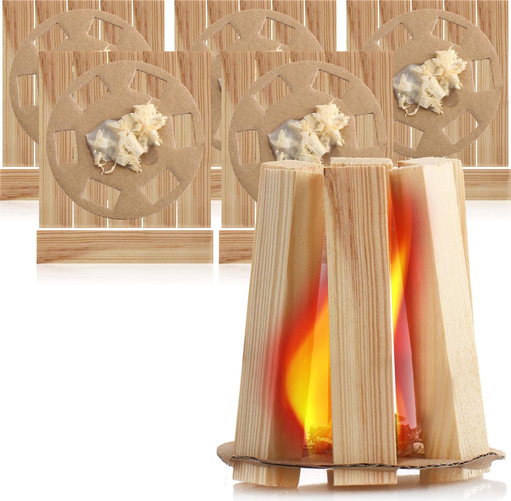 com-four 6x Anmachholz für unterwegs - Kamin, Grill, Ofen, Smoker - Anzünder aus Holz für Feuerstellen - Anzündholz, Brennholz, Anfeuerholz a...