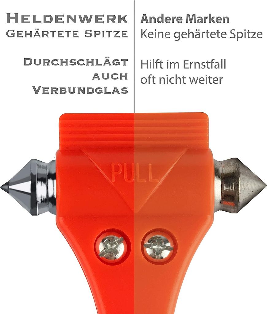 2x Nothammer mit Gurtschneider - Notfallhammer fürs Auto