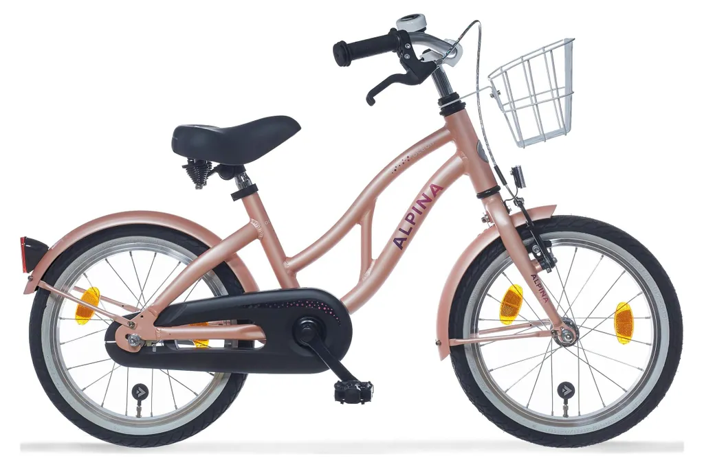 Vélo 18 pouces Alpina Ocean rose : double freinage et panier inclus