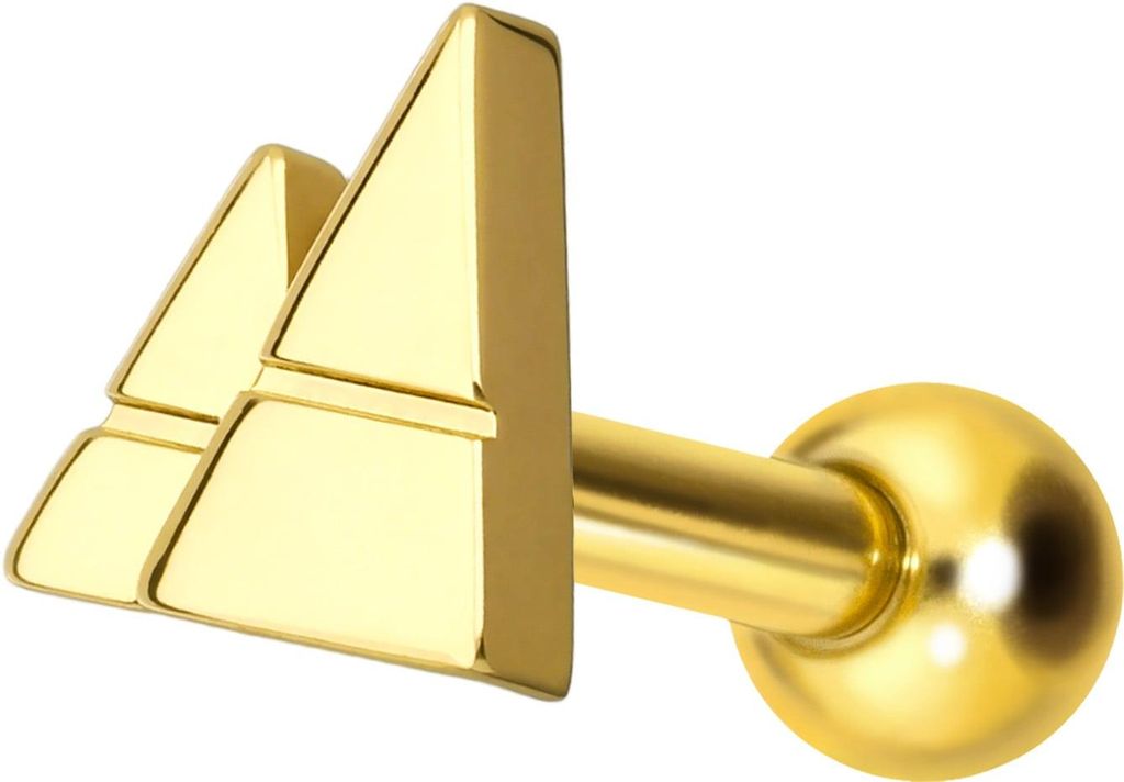 Ohrpiercing Titan Ohrpiercing mit Innengewinde 2 PYRAMIDEN Gold Stablänge: 8mm