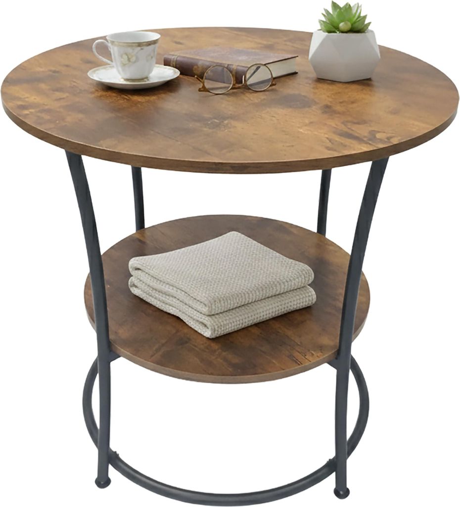 Relaxdays Beistelltisch, 2 Ablagen, HxD: 55x55 cm, Produktbild 