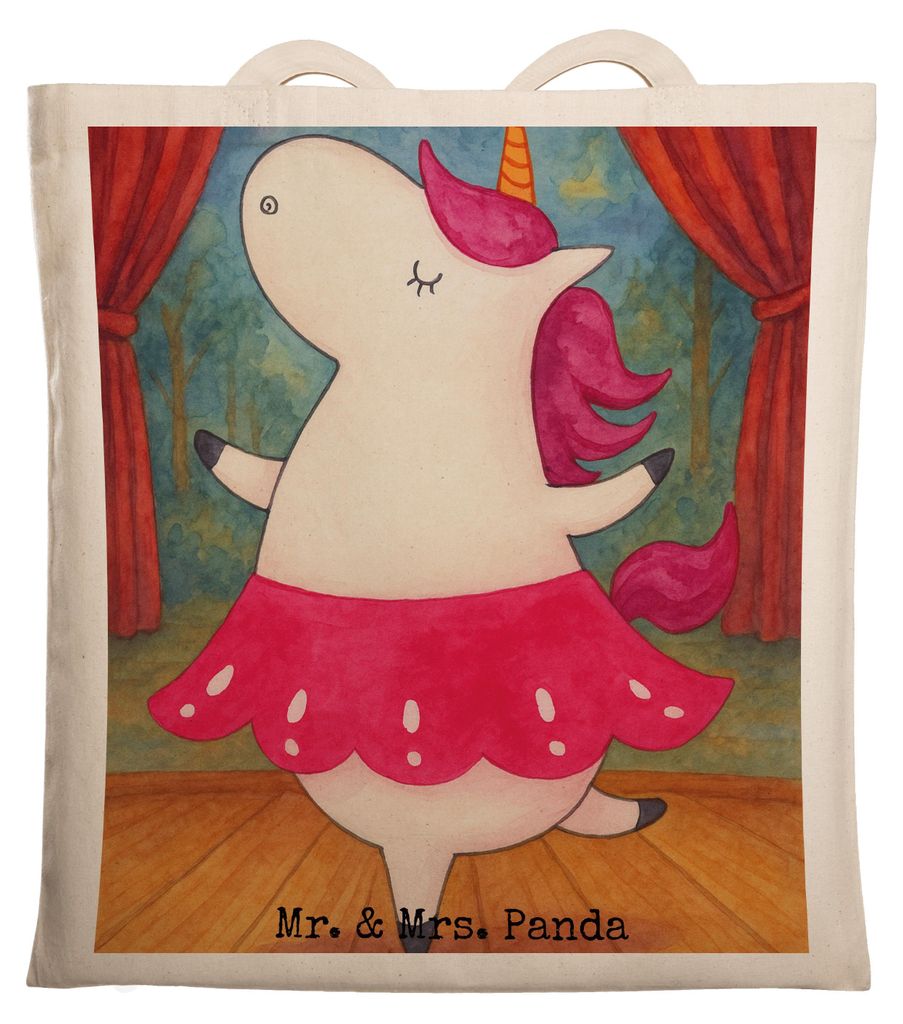 Mr. & Mrs. Panda Tote Bag Einhorn Ballerina Design - Weiß - Geschenk, Feiern, Party, Shopping Tasche, schultertasche baumwolle, Geburtstag, Wohnun...